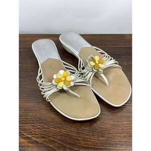 Cole Haan Women's Camdyn Floral Daisy Slide Sandal Silver & Tan Size 8